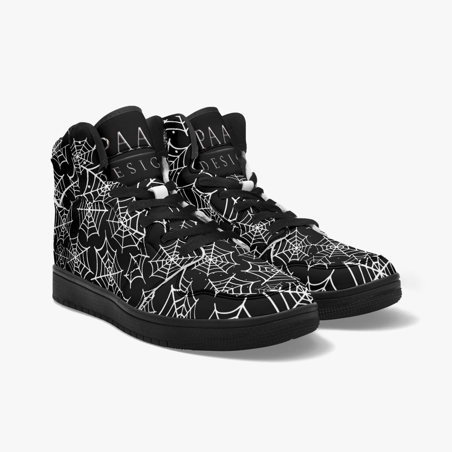 Black & White Spider Web High Top Sneakers