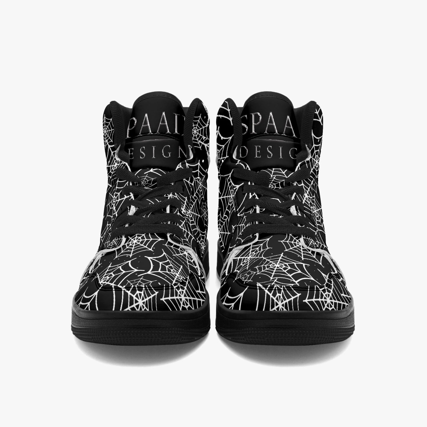 Black & White Spider Web High Top Sneakers