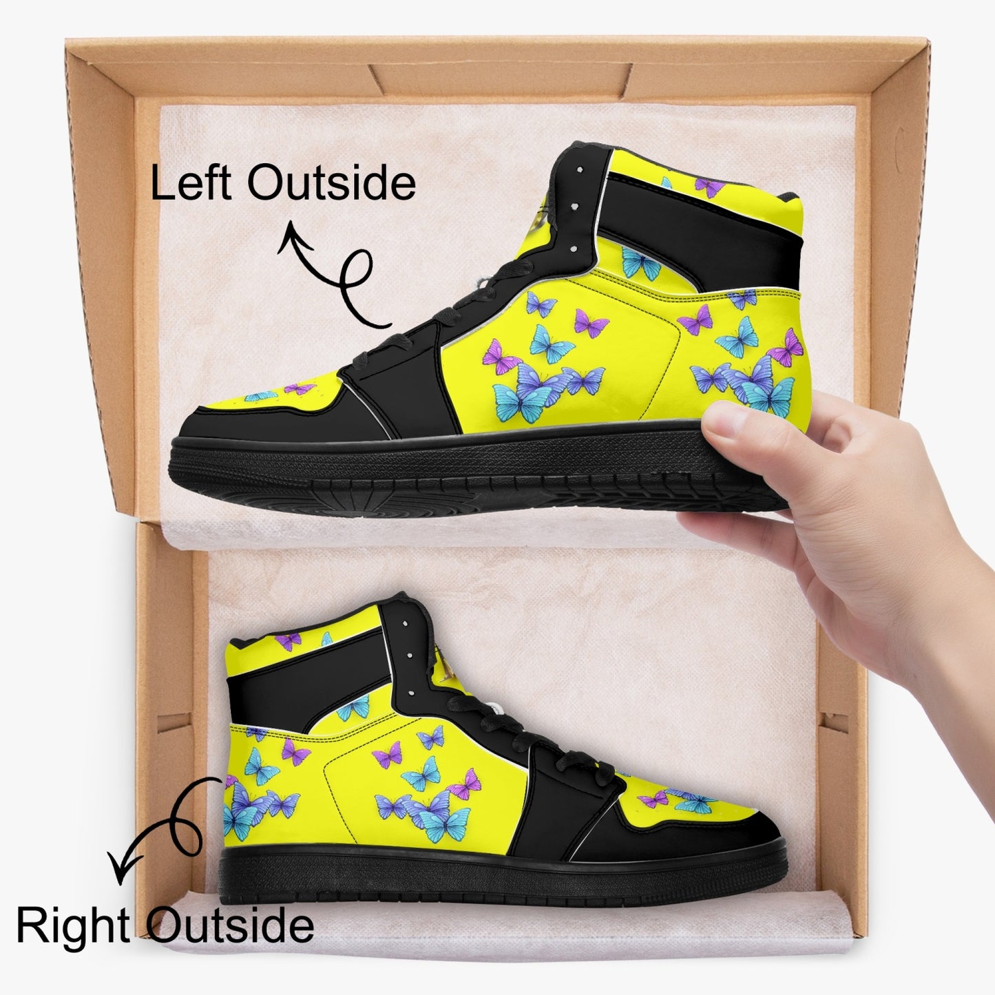 Butterfly Yellow High Top Sneakers