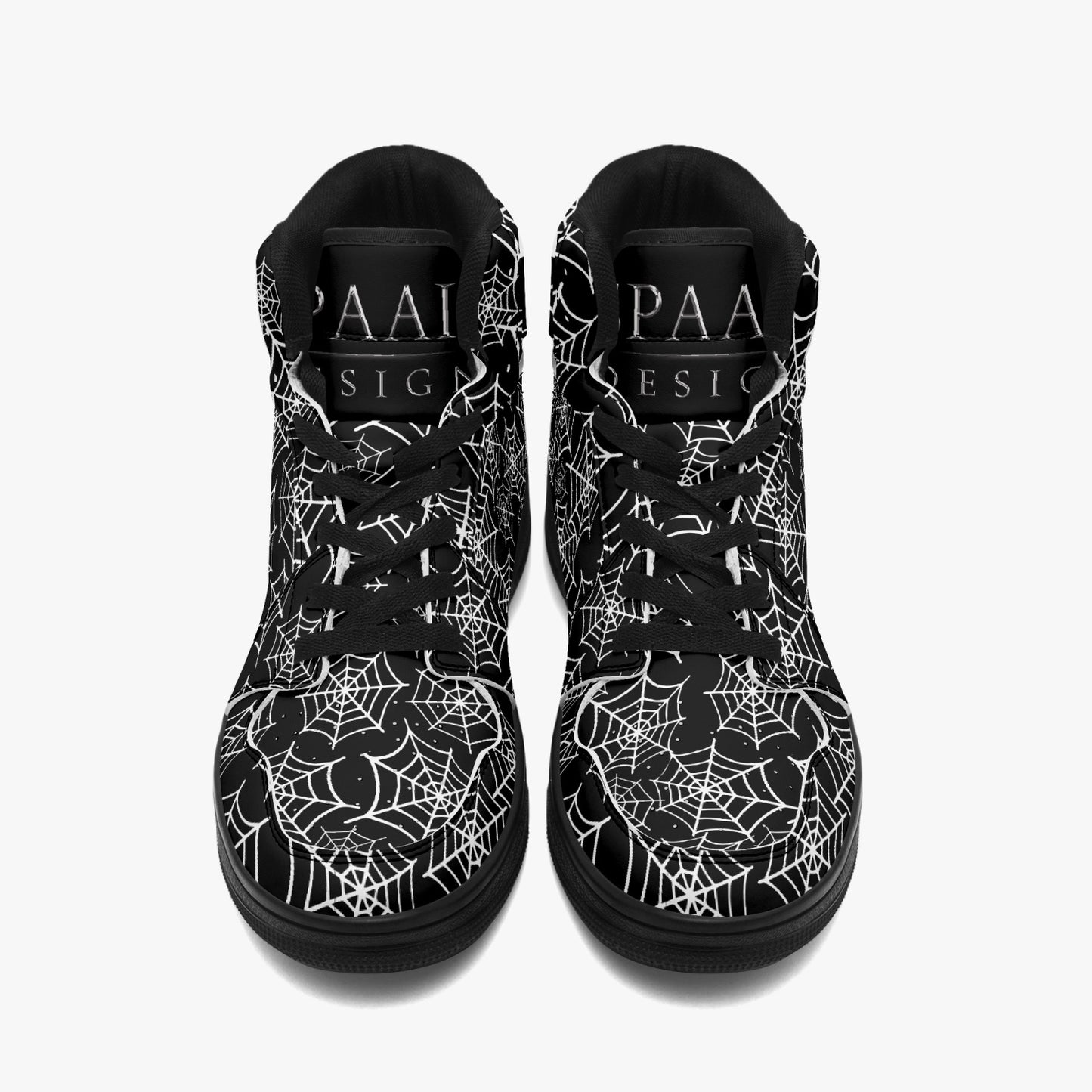 Black & White Spider Web High Top Sneakers