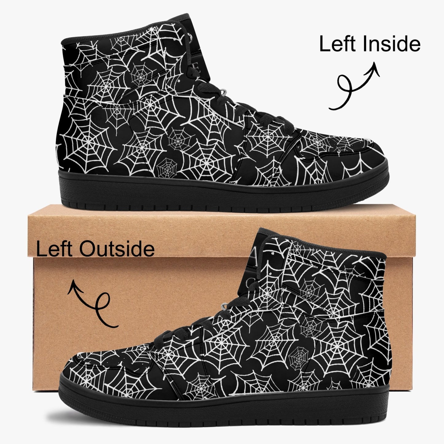 Black & White Spider Web High Top Sneakers