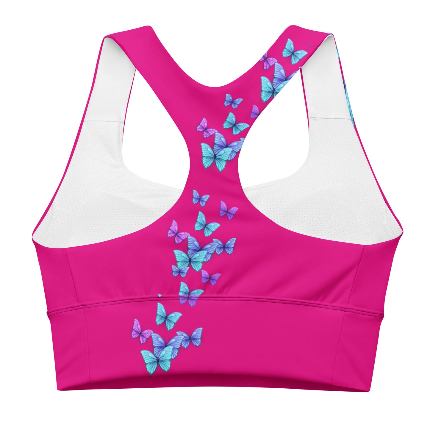 Longline Pink Butterfly High Quality sports bra