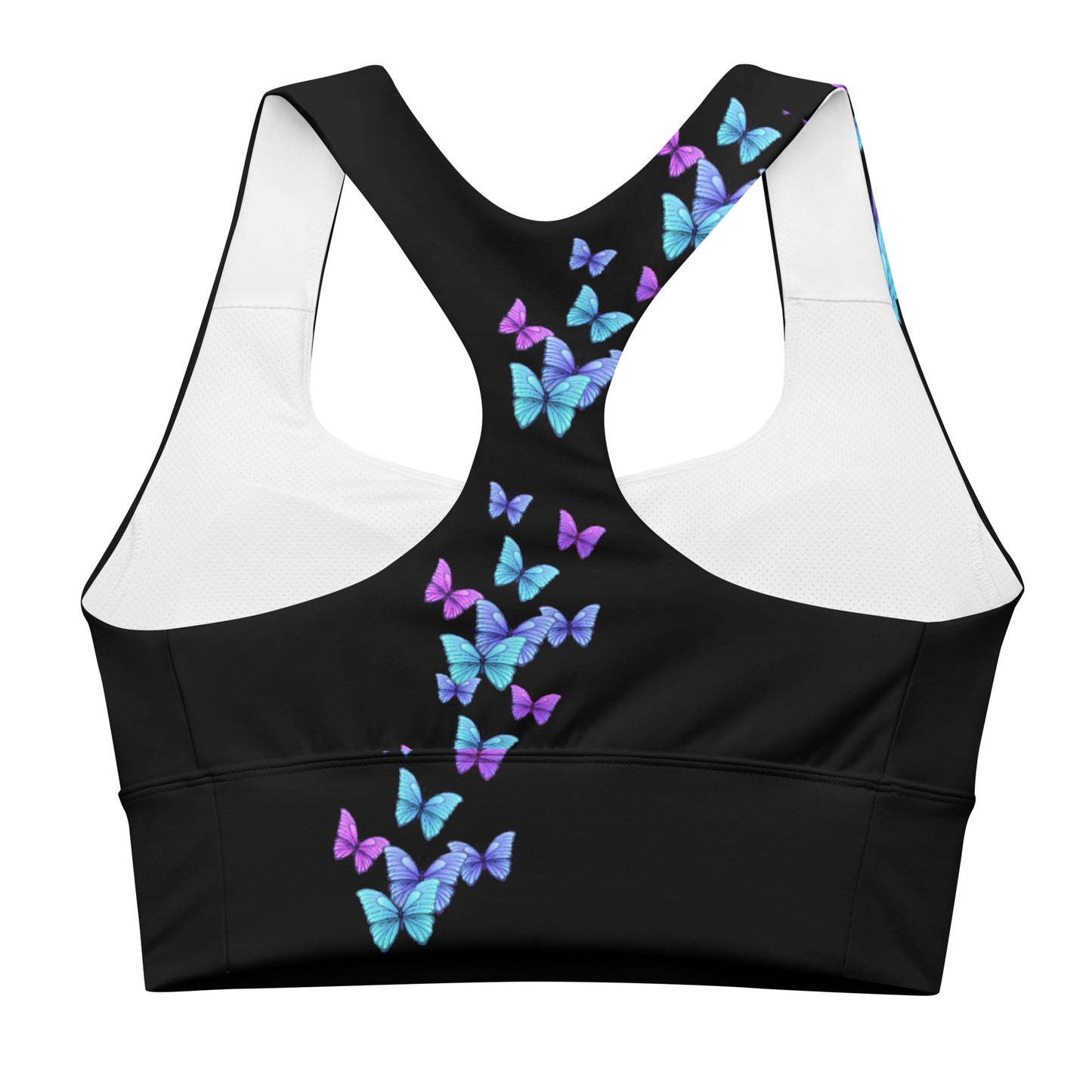 Longline Black Butterfly High Quality sports bra