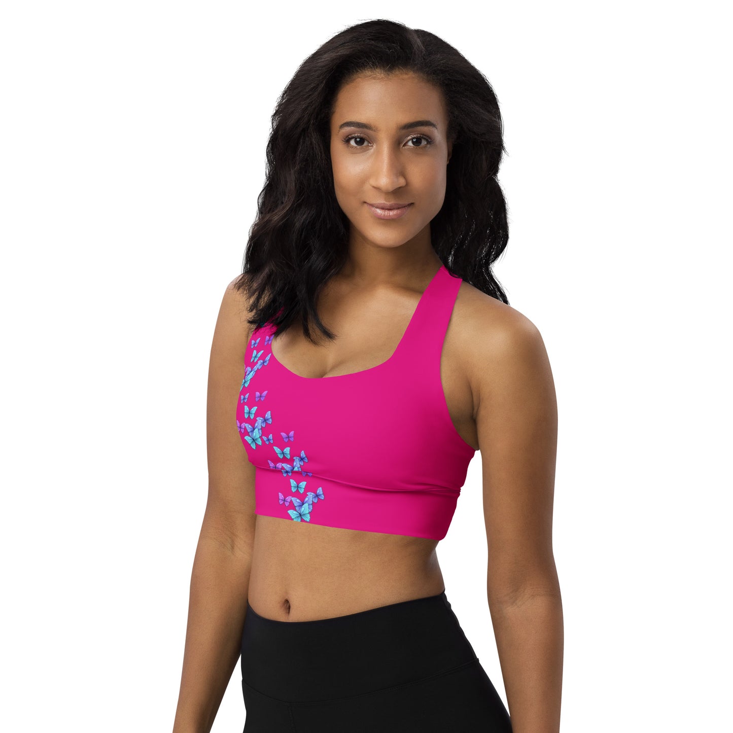 Longline Pink Butterfly High Quality sports bra