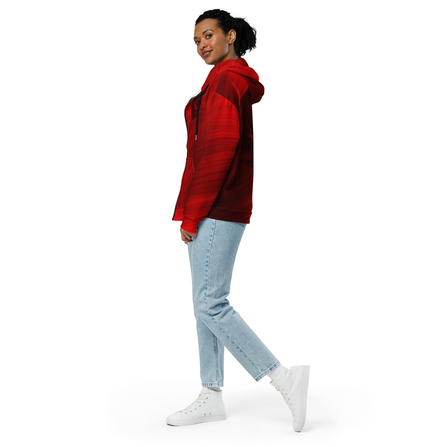 Red Rose Zipper Hoodie