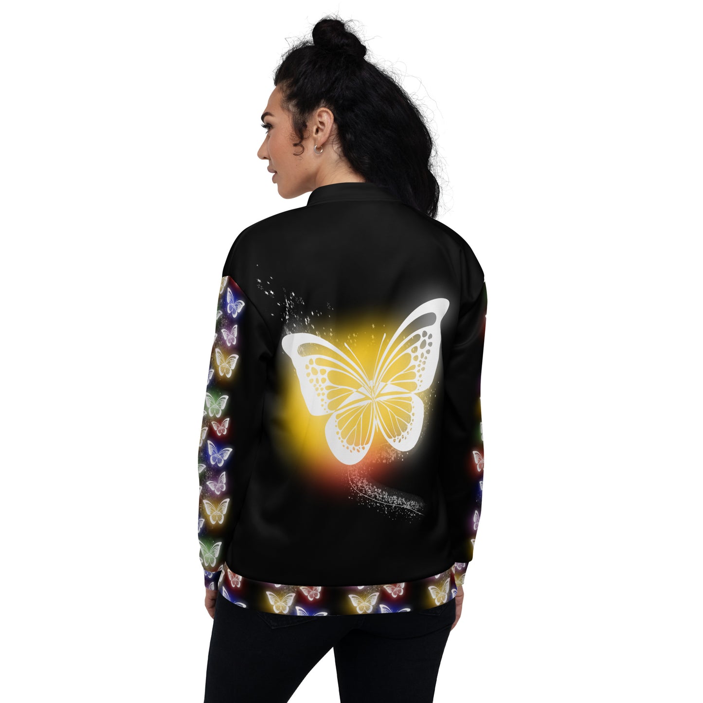 Glowing butterfly Bomber Jacket