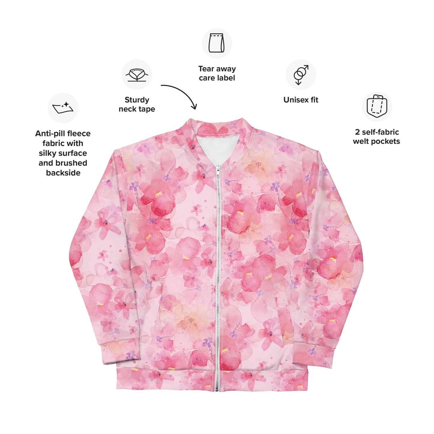 Pink Floral Bomber Jacket