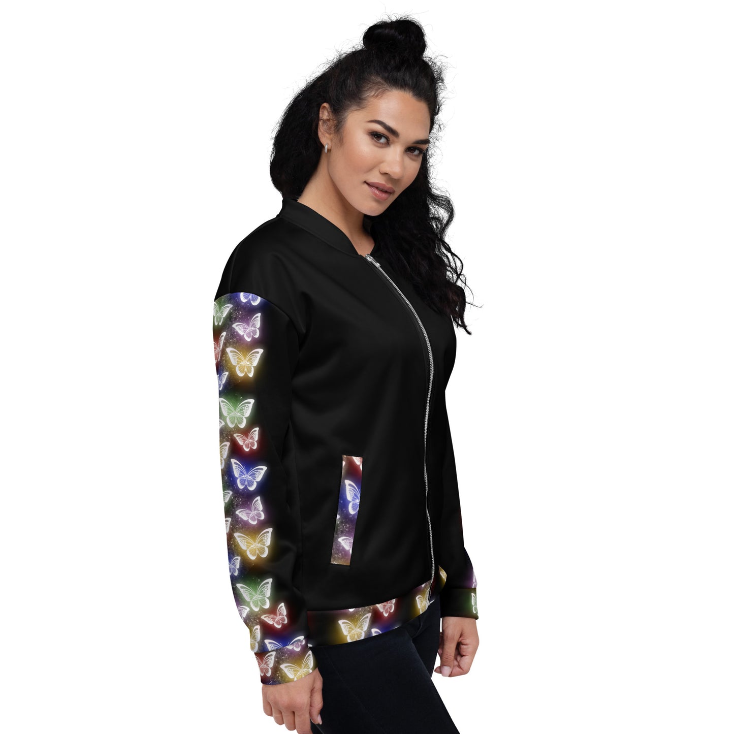 Glowing butterfly Bomber Jacket