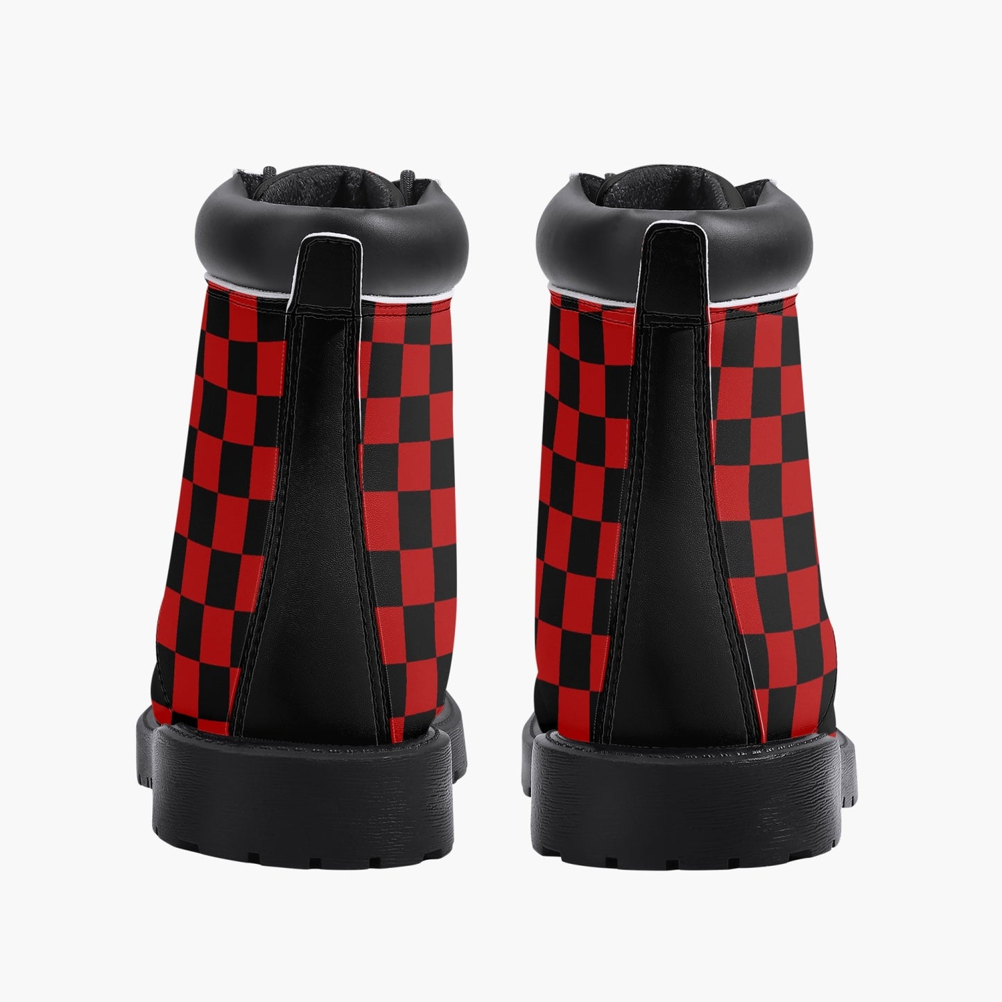 Casual Leather Boots Checkered red