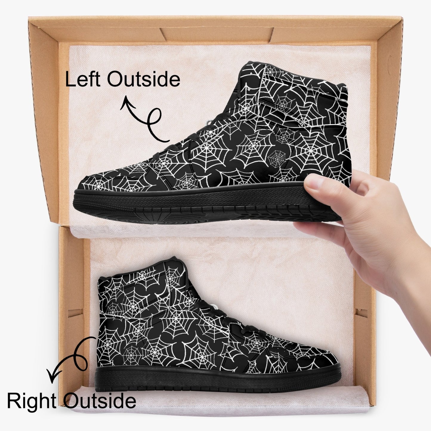 Black & White Spider Web High Top Sneakers