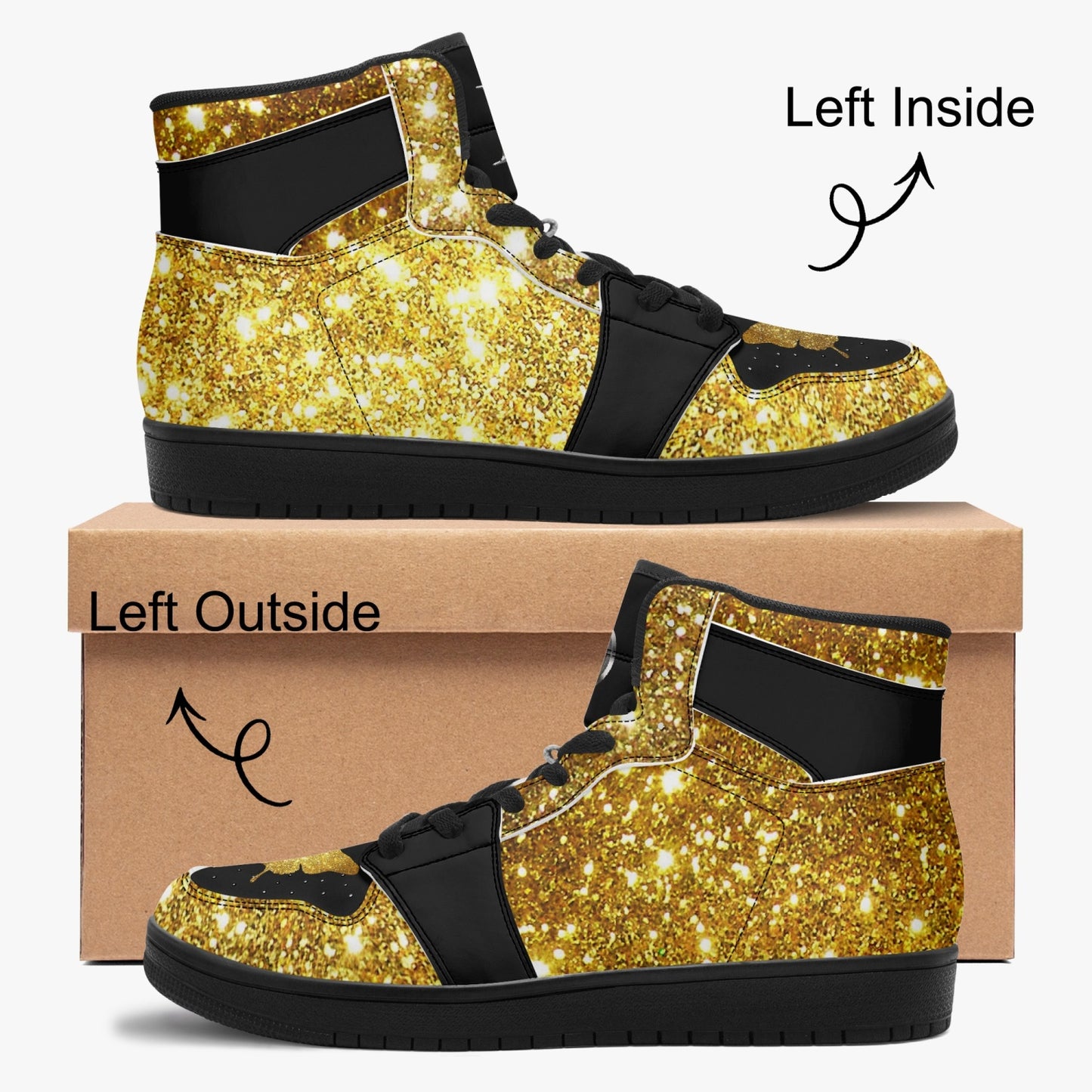 High ankle sneakers Gold glitter butterfly