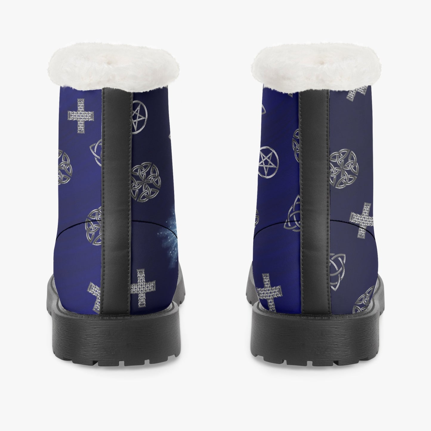 Blue Celtic Fur Leather Boots