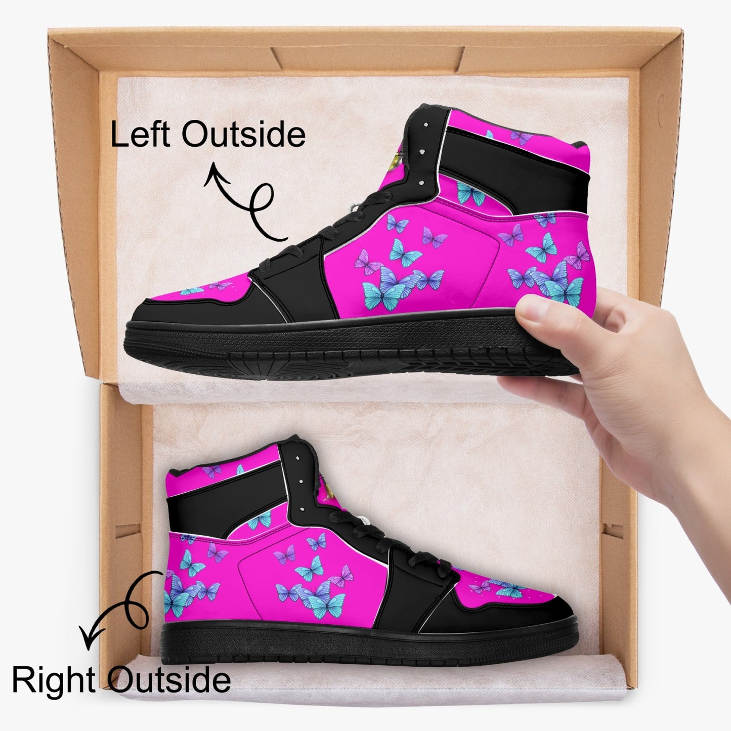 Butterfly Pink High Top Sneakers