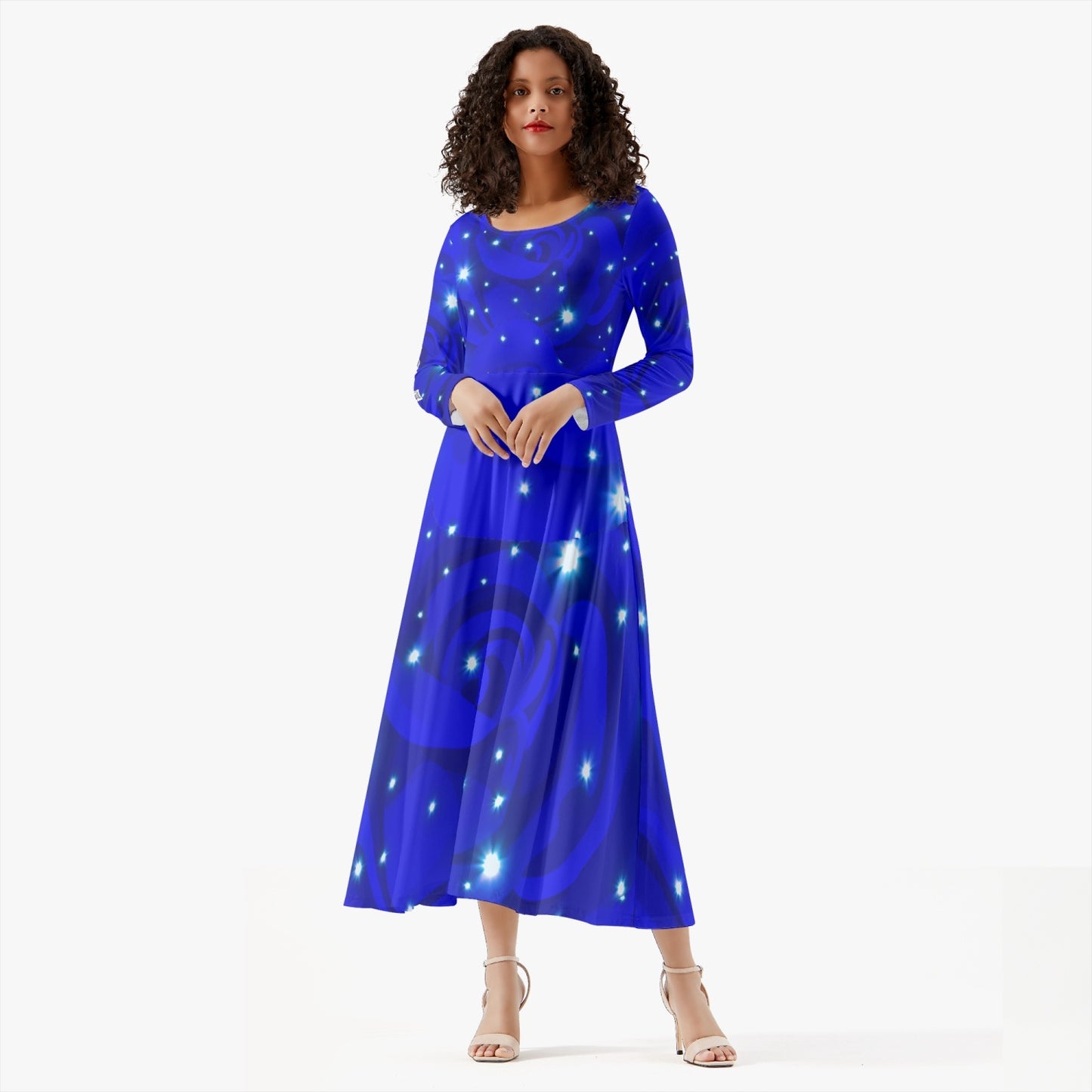 Midnight Blue Rose Dress long