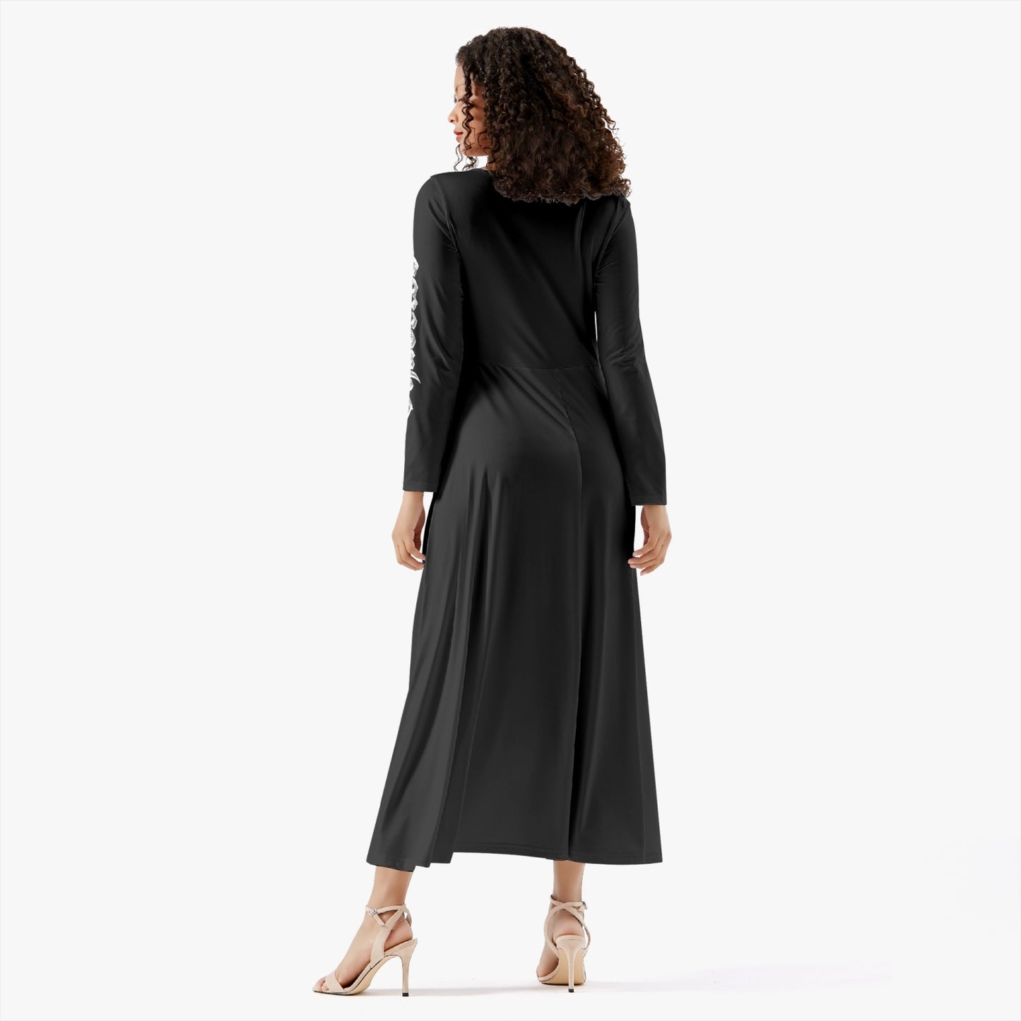 Midnight Blue Rose Simple Dress Long