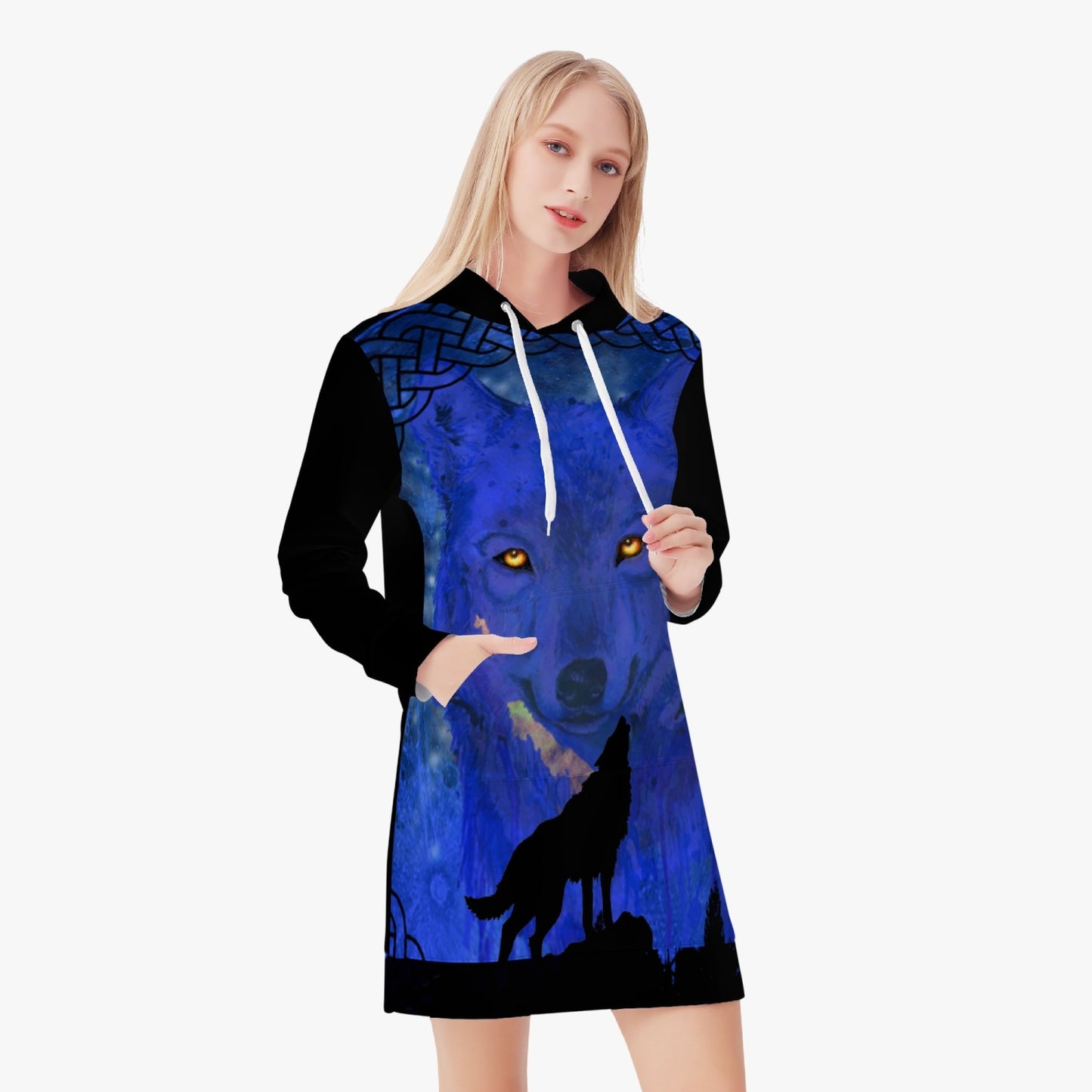 Midnight Wolf Hoodie Dress