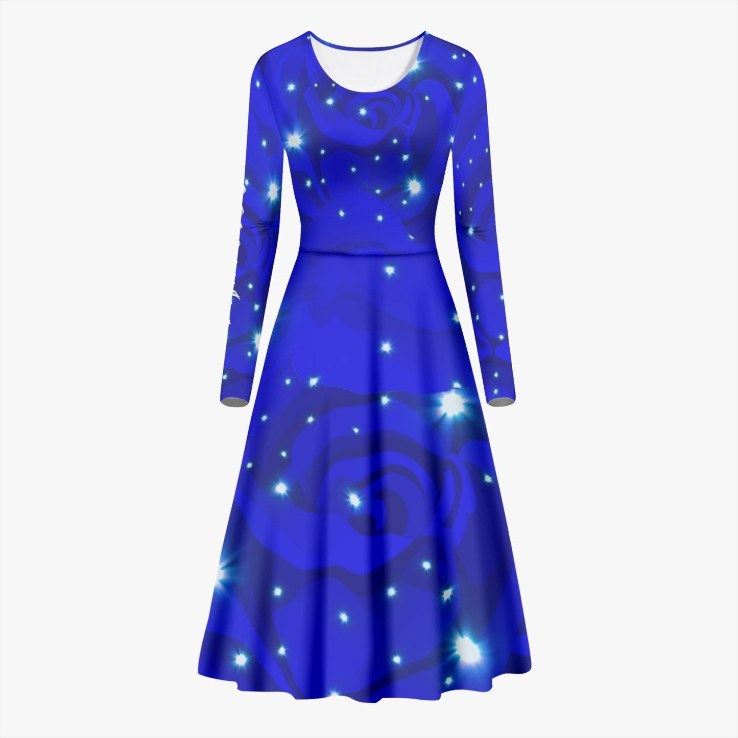 Midnight Blue Rose Dress long