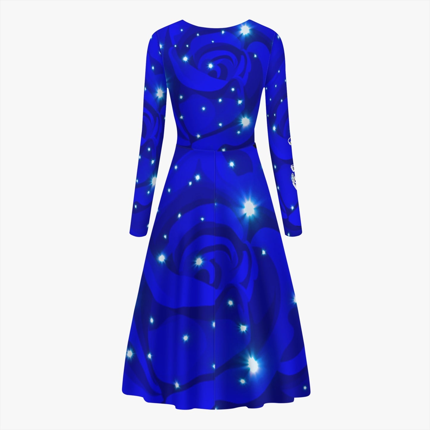 Midnight Blue Rose Dress long