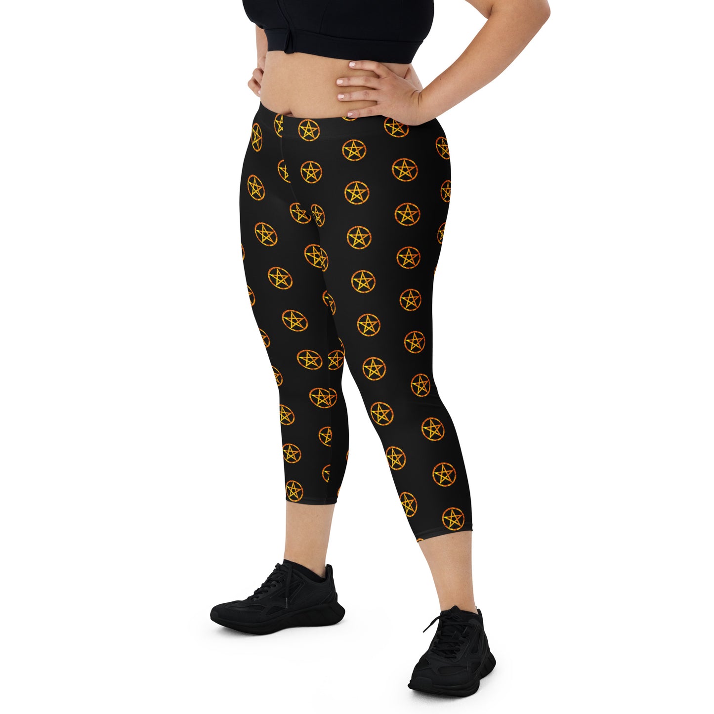 Fire Pentagram Capri Leggings