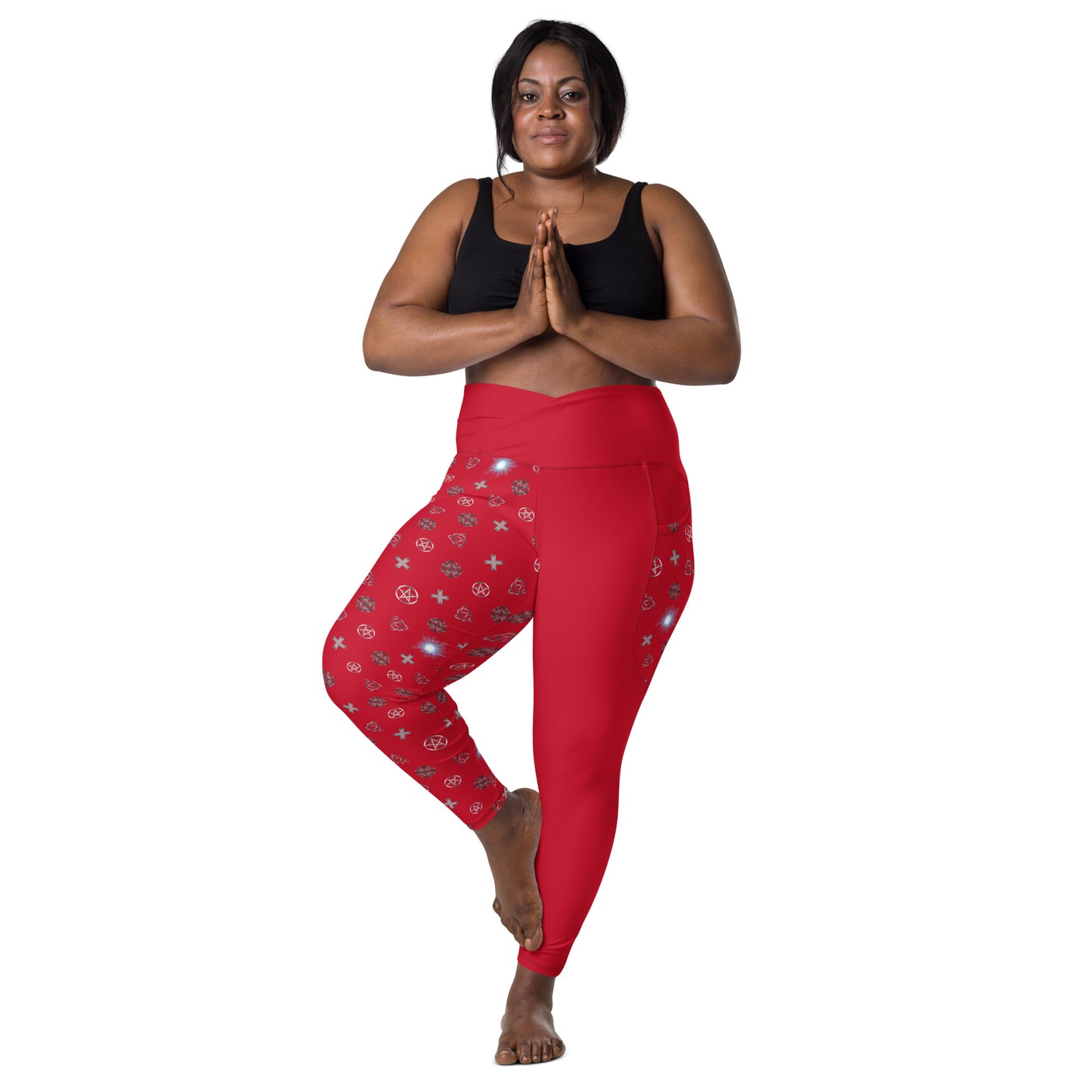 Wicca Pattern Red Half Legging with pockets