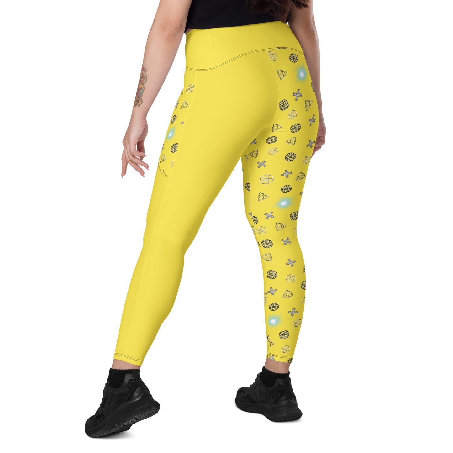 Wicca Pattern Lemon Half Legging with pockets