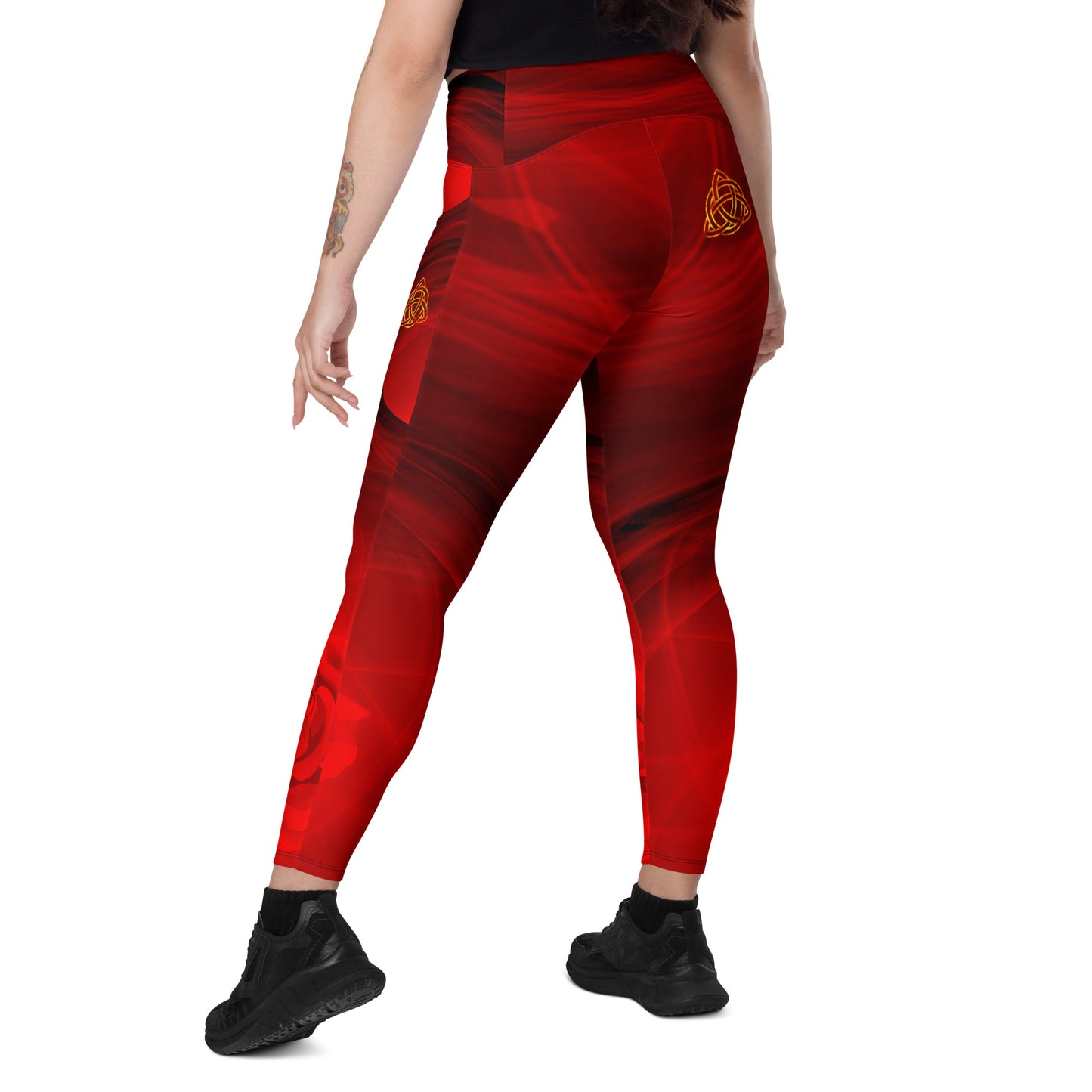 Magic Red Rose leggings with pockets