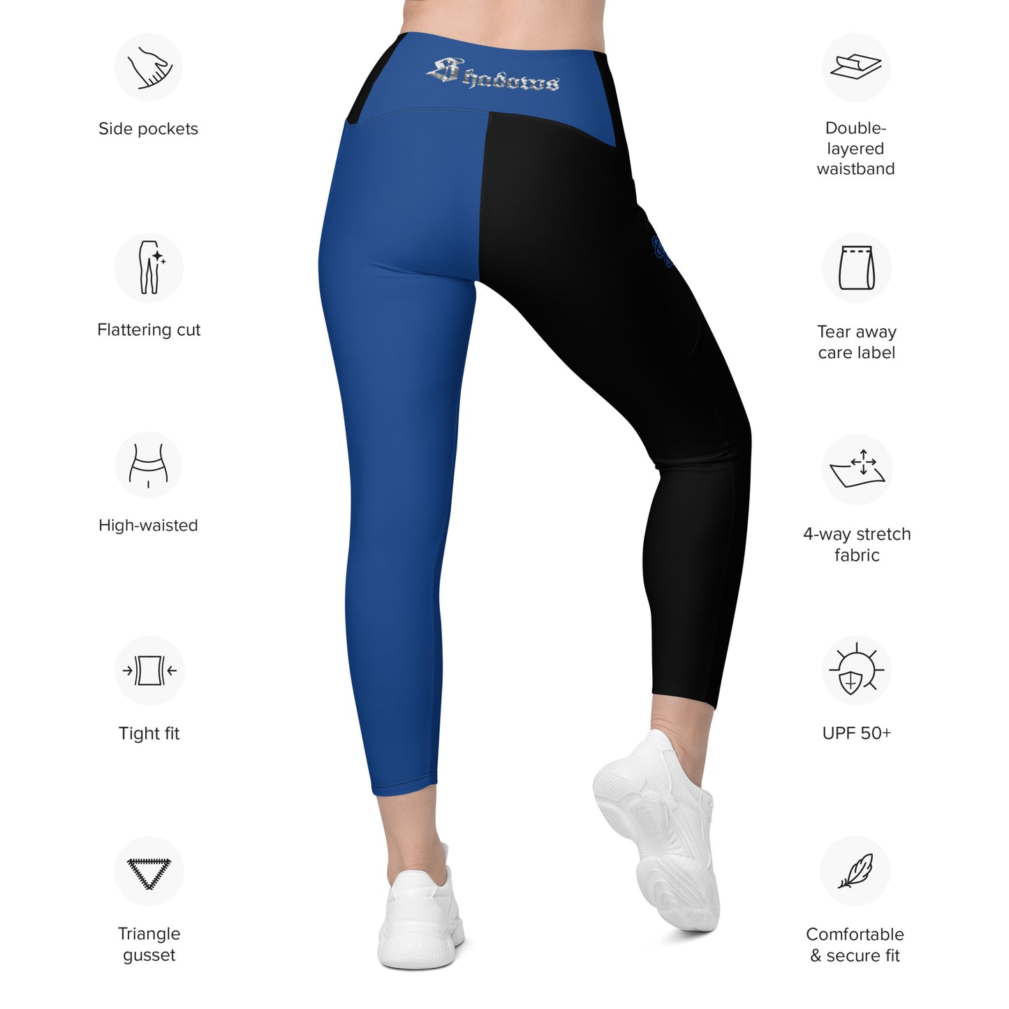 Shadows One leg Leggings with pockets Blue