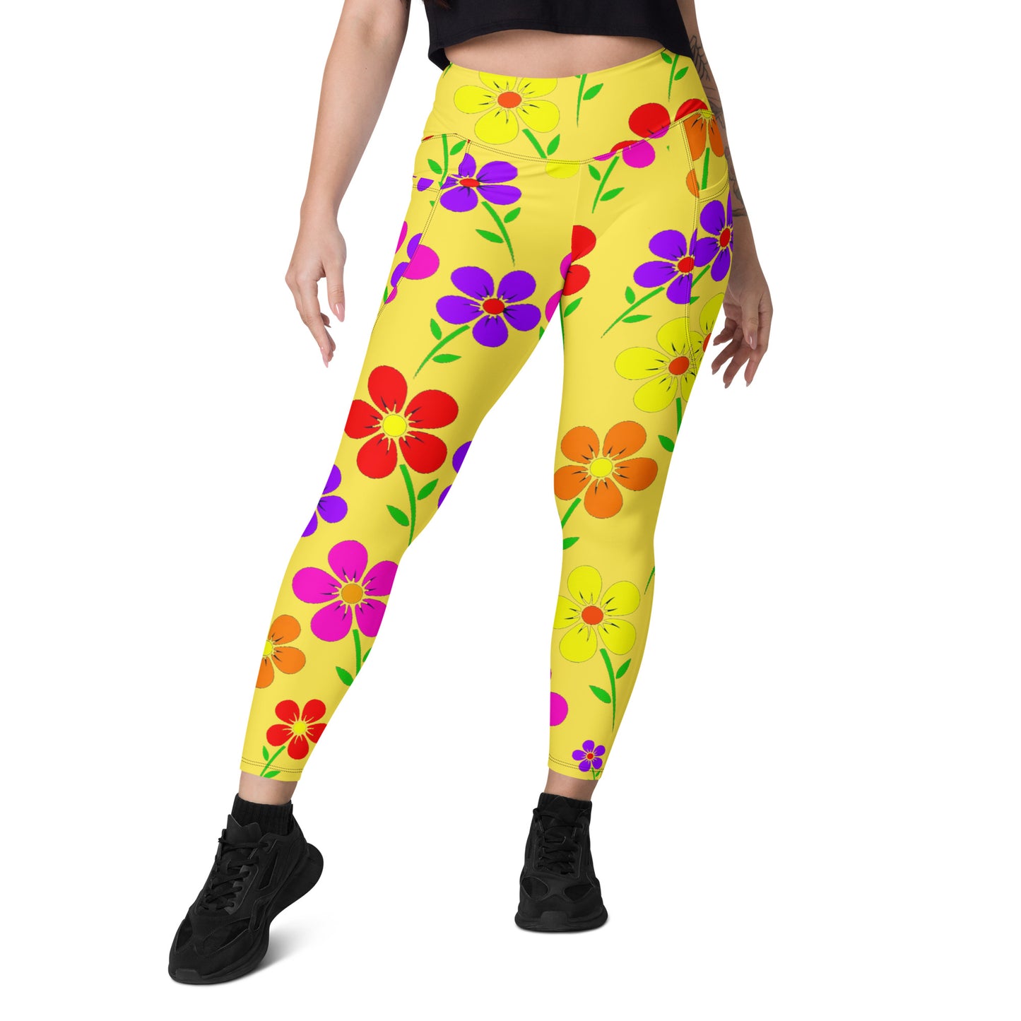 Yellow Floral Legging with pockets