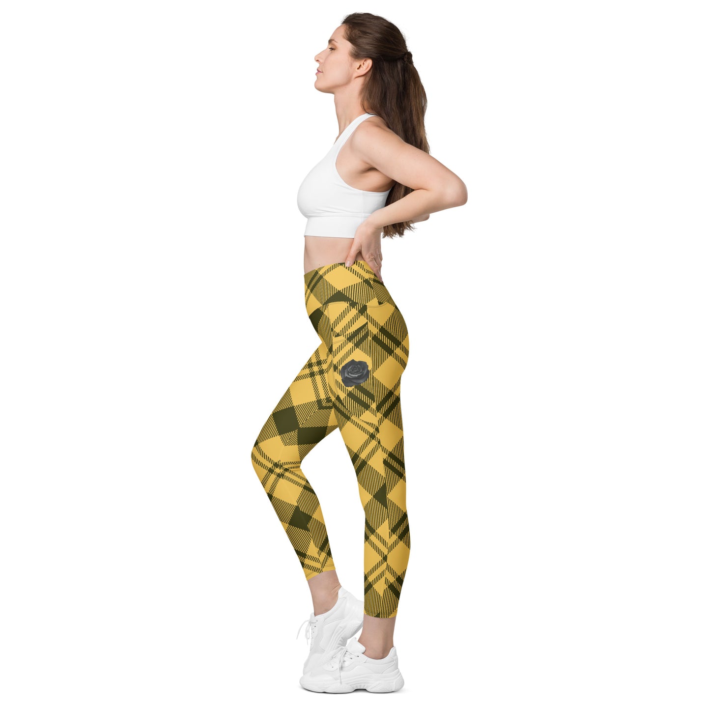 Yellow Black Rose Legging