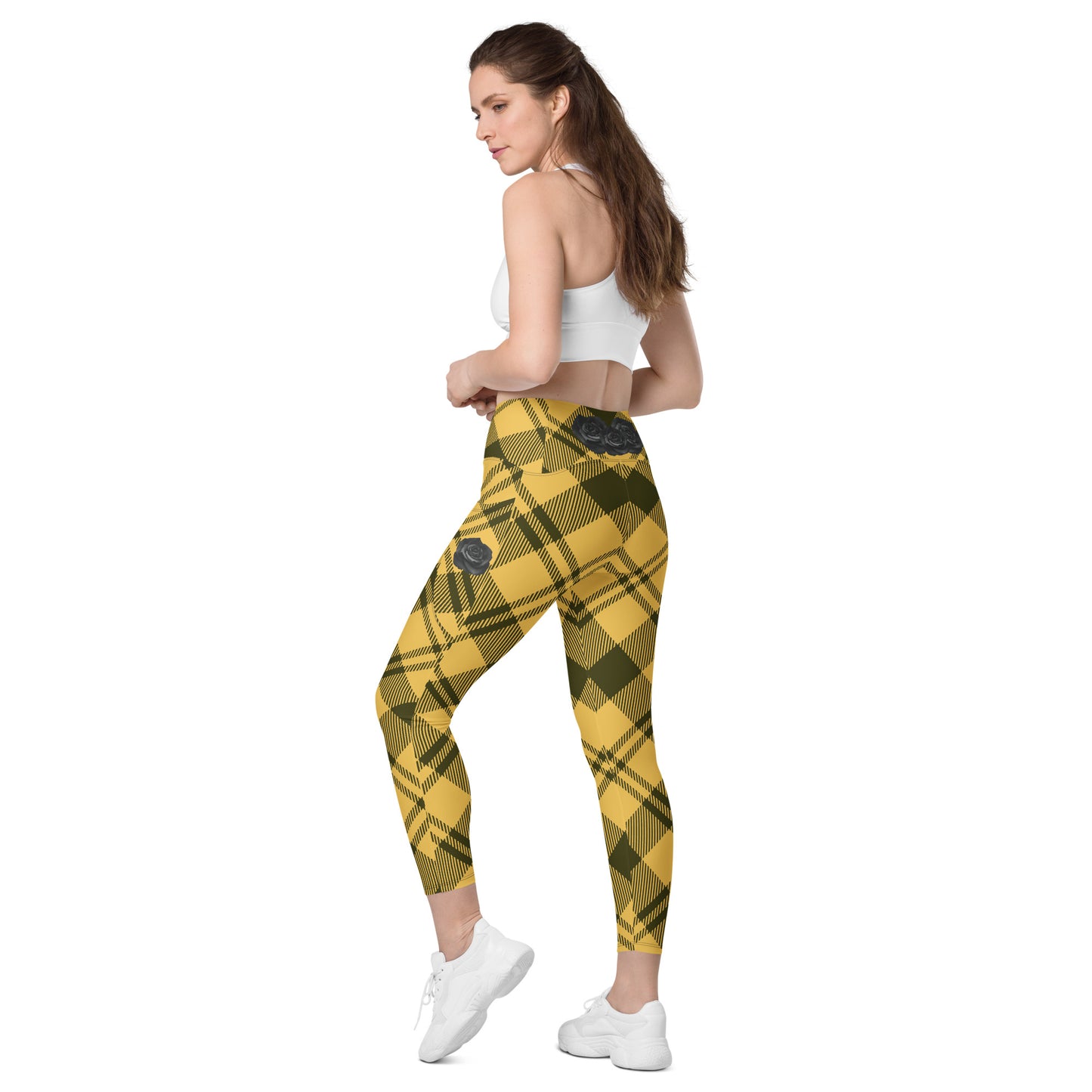 Yellow Black Rose Legging