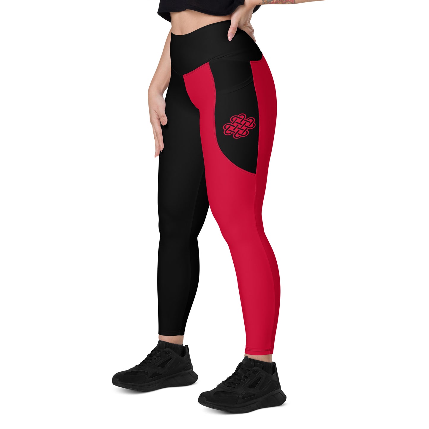 Shadows One leg Leggings with pockets Red