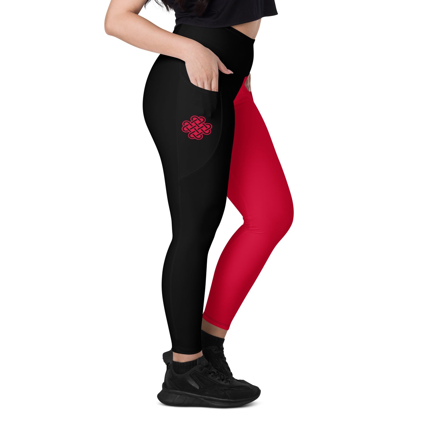 Shadows One leg Leggings with pockets Red