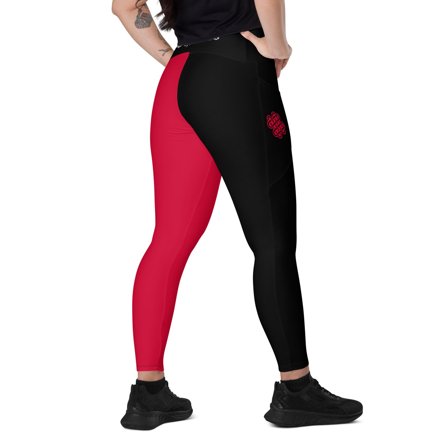 Shadows One leg Leggings with pockets Red