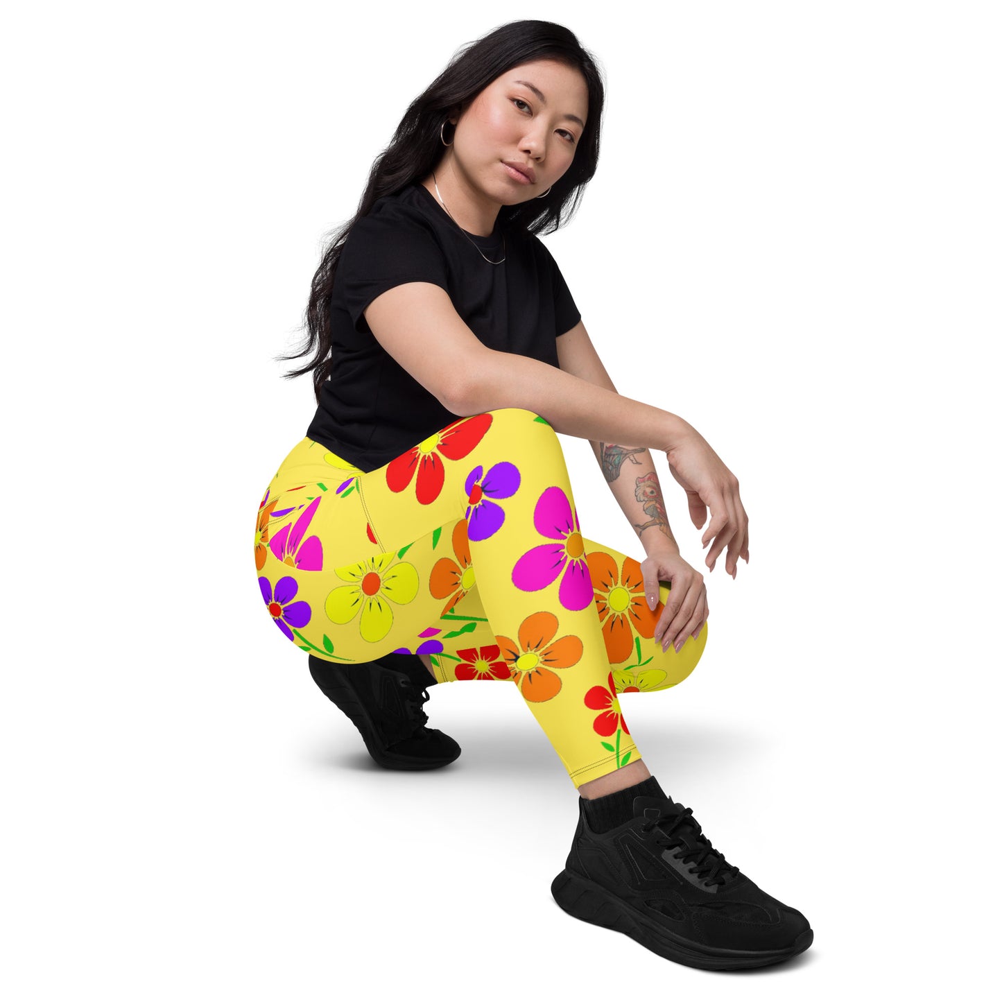 Yellow Floral Legging with pockets