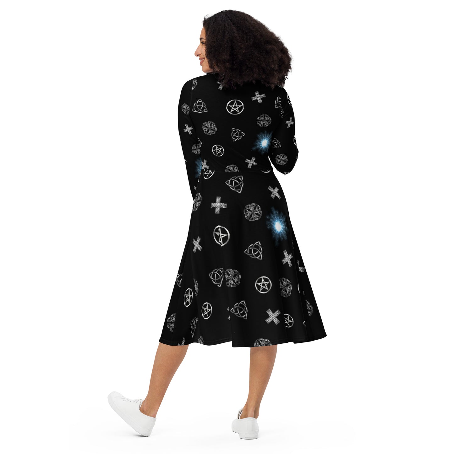 Celtic Wicca long sleeve midi dress