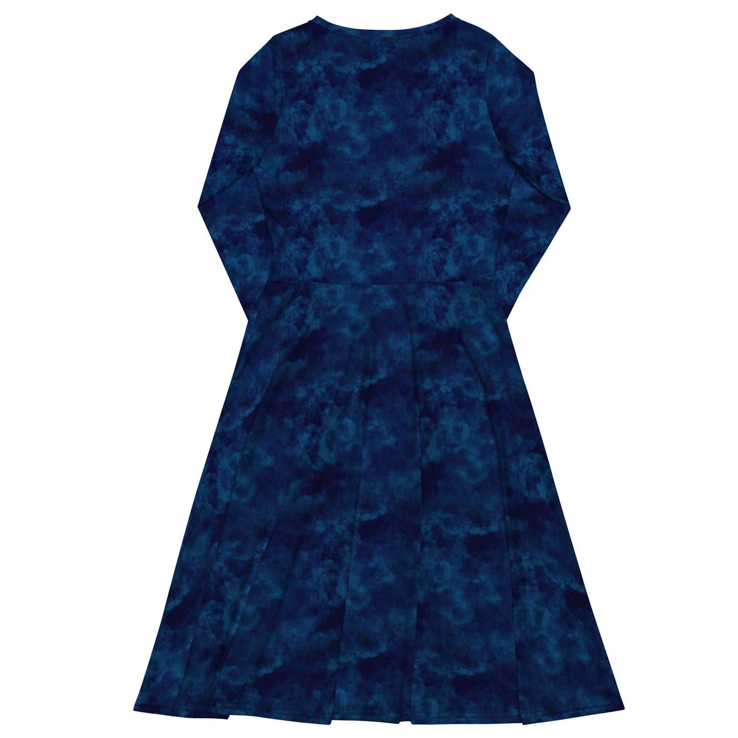 Midnight Blue Plain long sleeve midi dress
