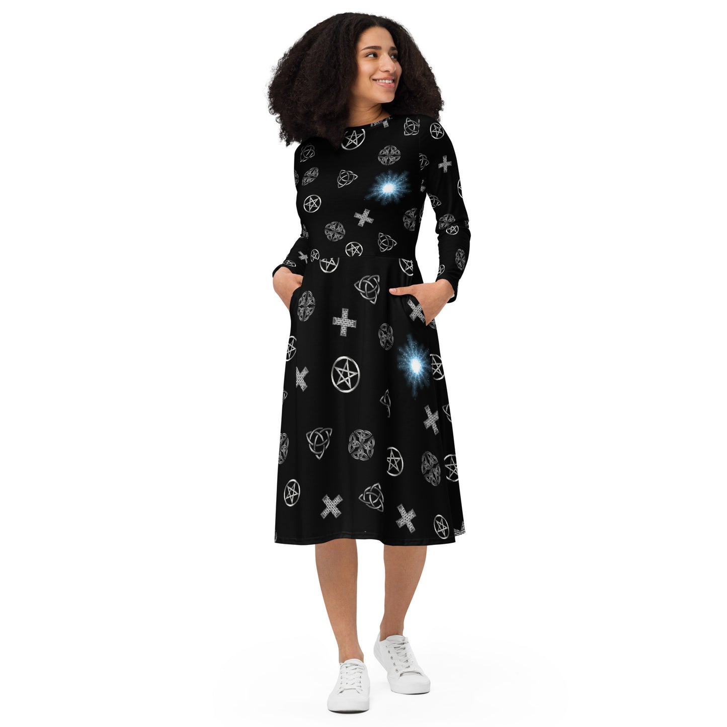 Celtic Wicca long sleeve midi dress