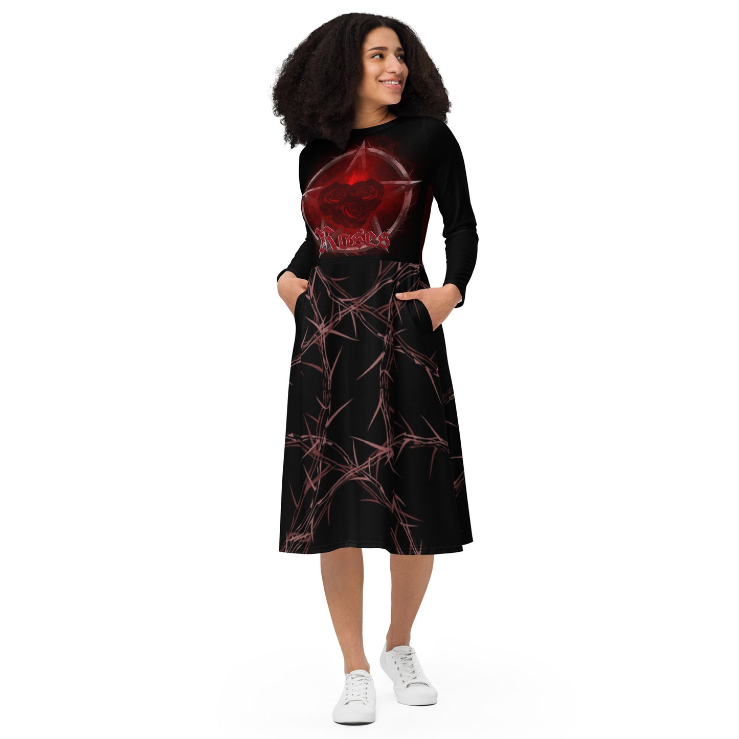 Thorns Roses midi dress