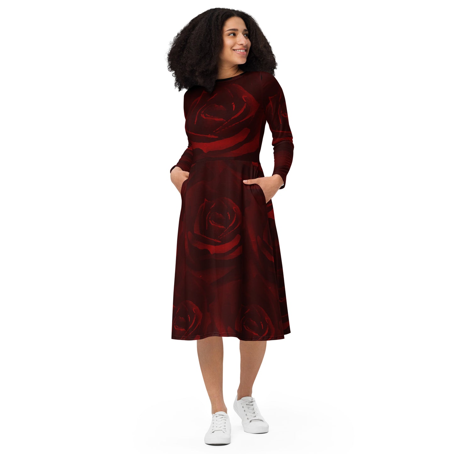 Dark Roses midi dress