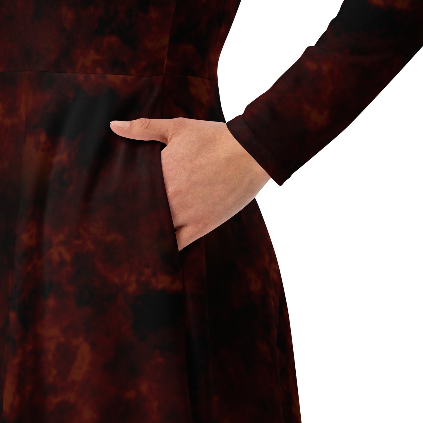Blood Darkness Plain long sleeve midi dress