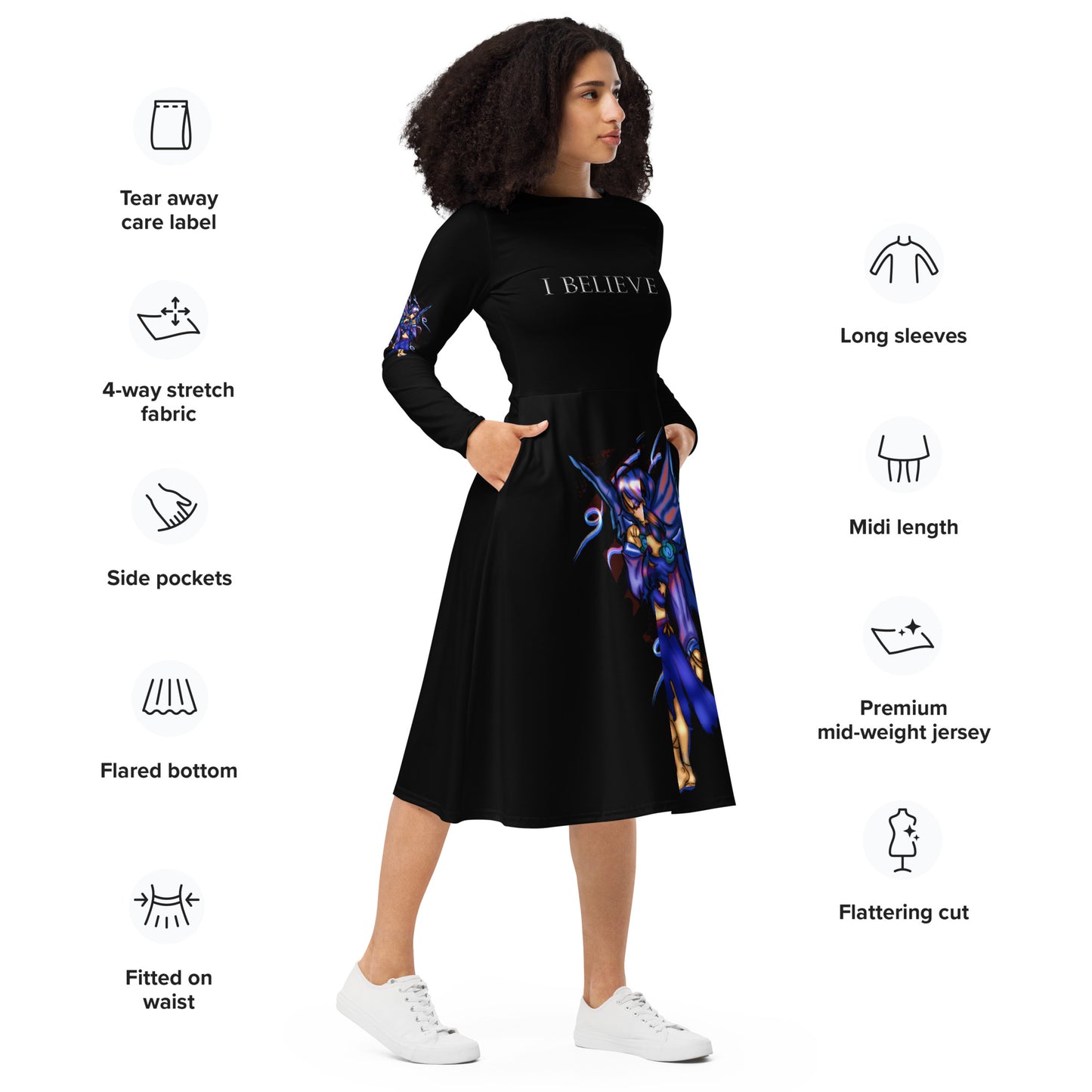 Blue Fairy long sleeve midi dress