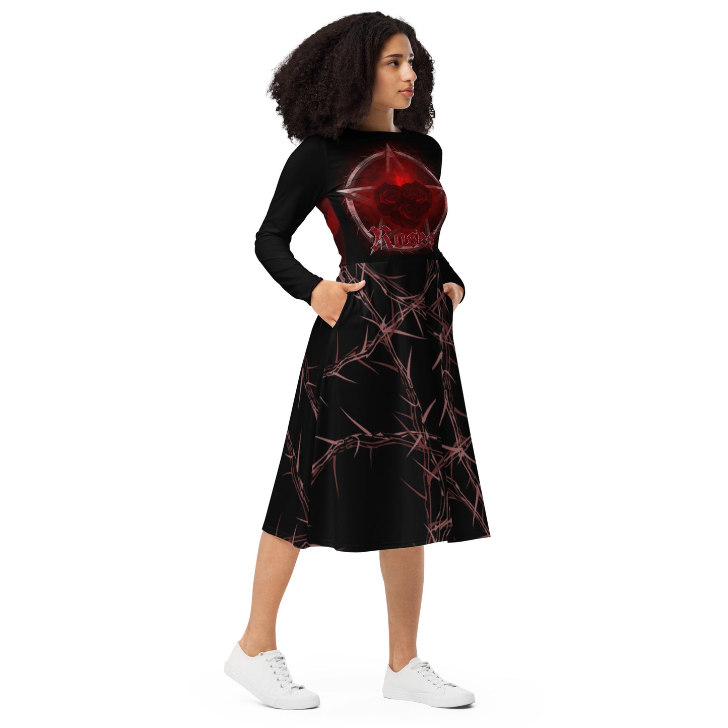 Thorns Roses midi dress