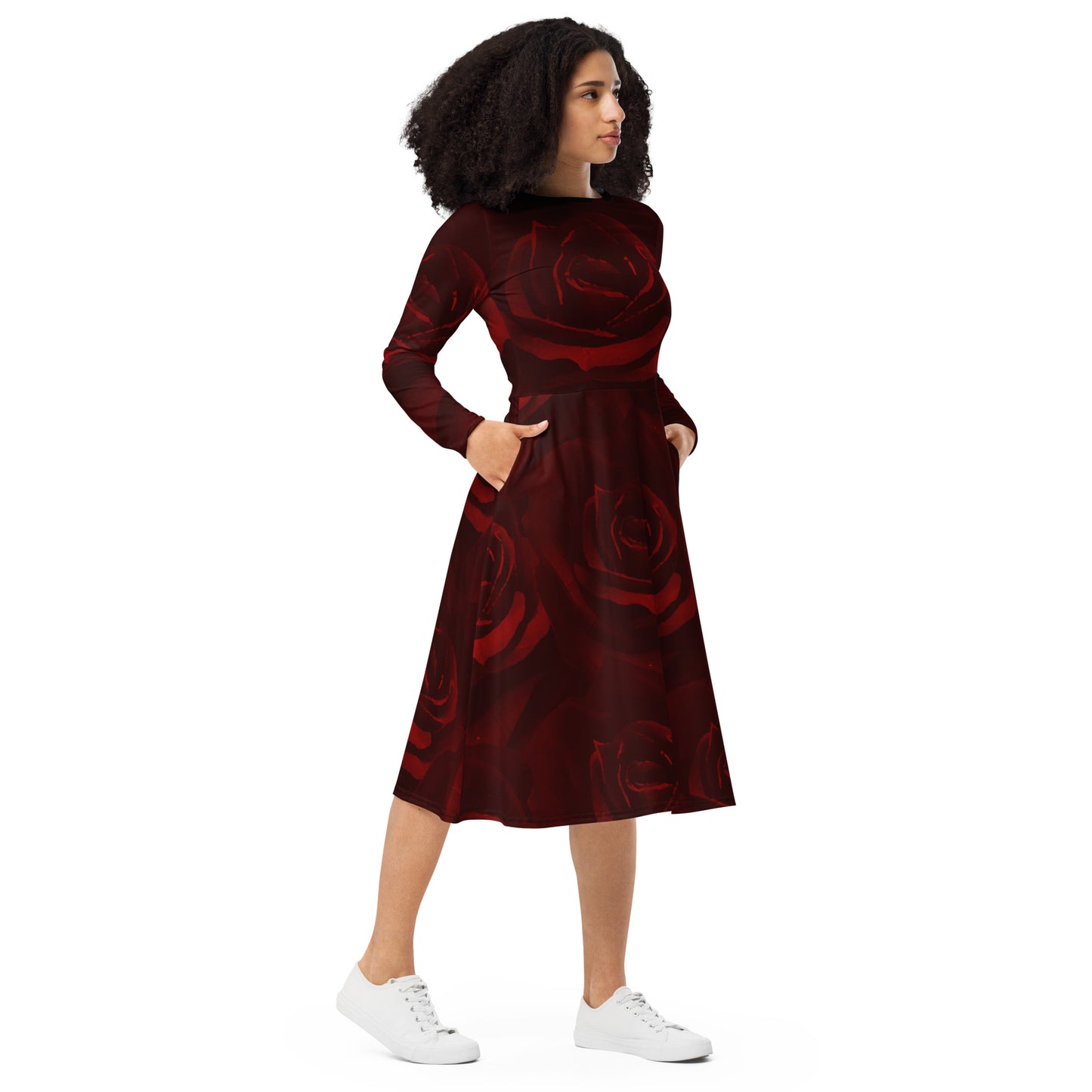 Dark Roses midi dress