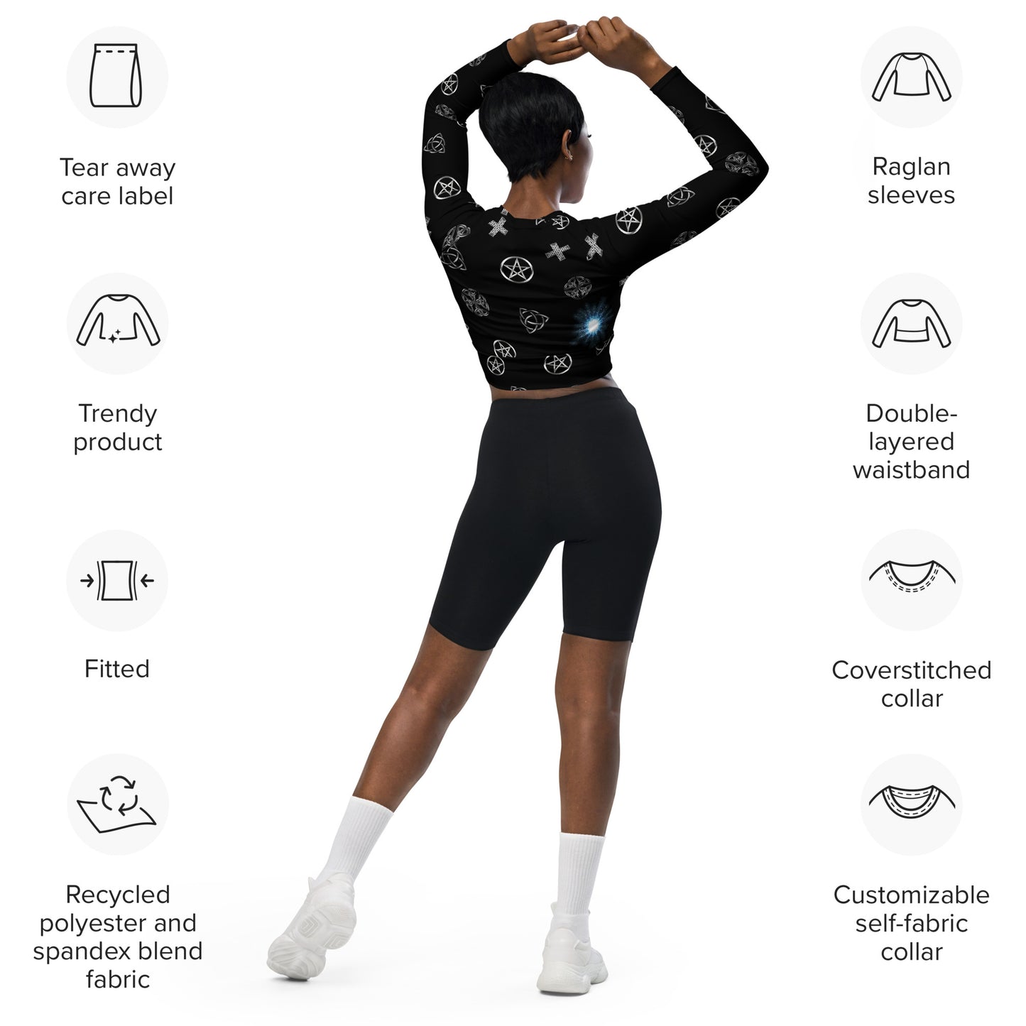 Wicca Celtic Symbol long-sleeve crop top
