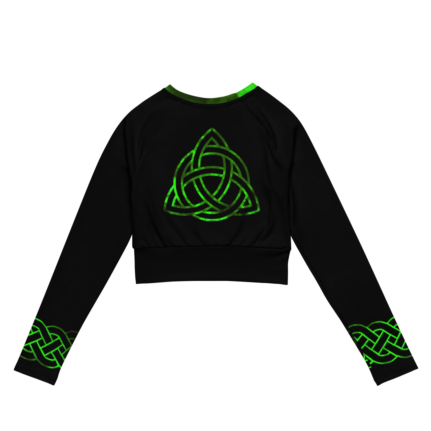 Wicca Green Pattern long-sleeve crop top