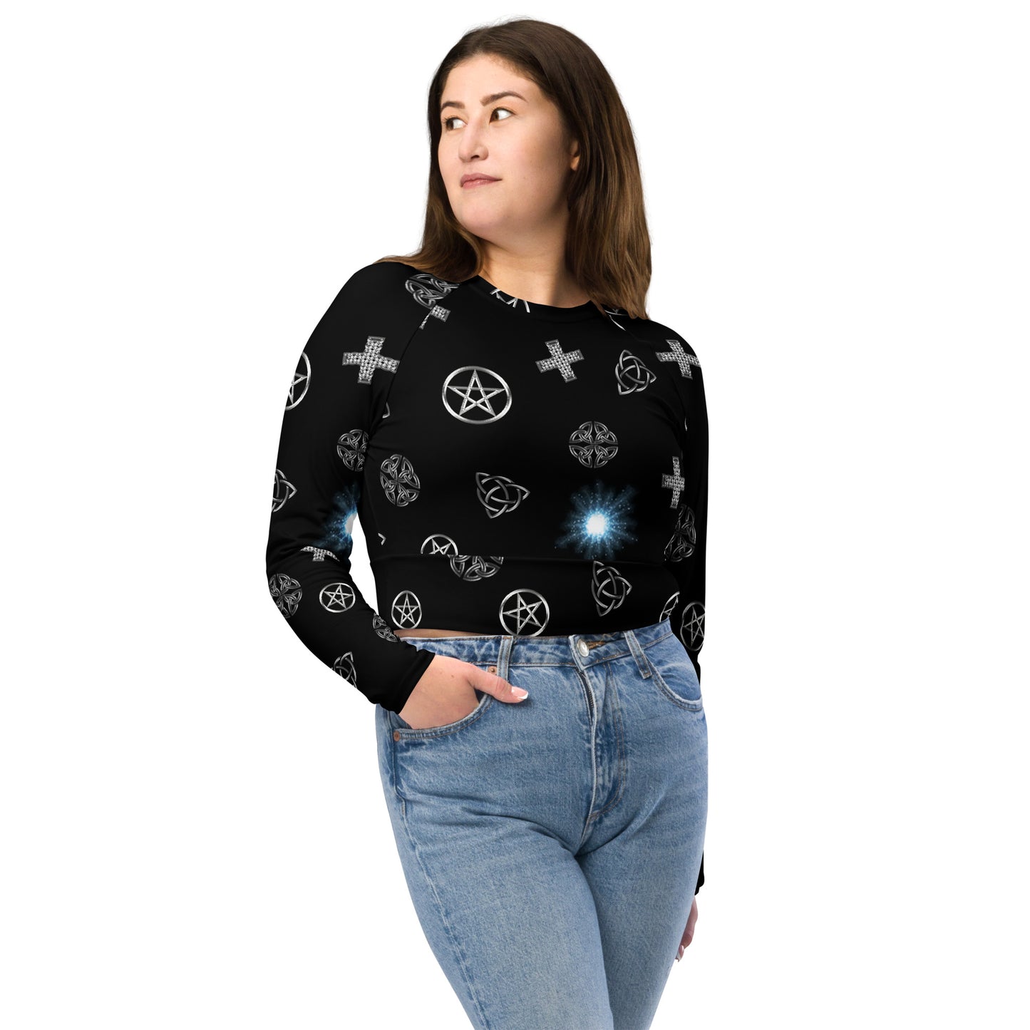 Wicca Celtic Symbol long-sleeve crop top