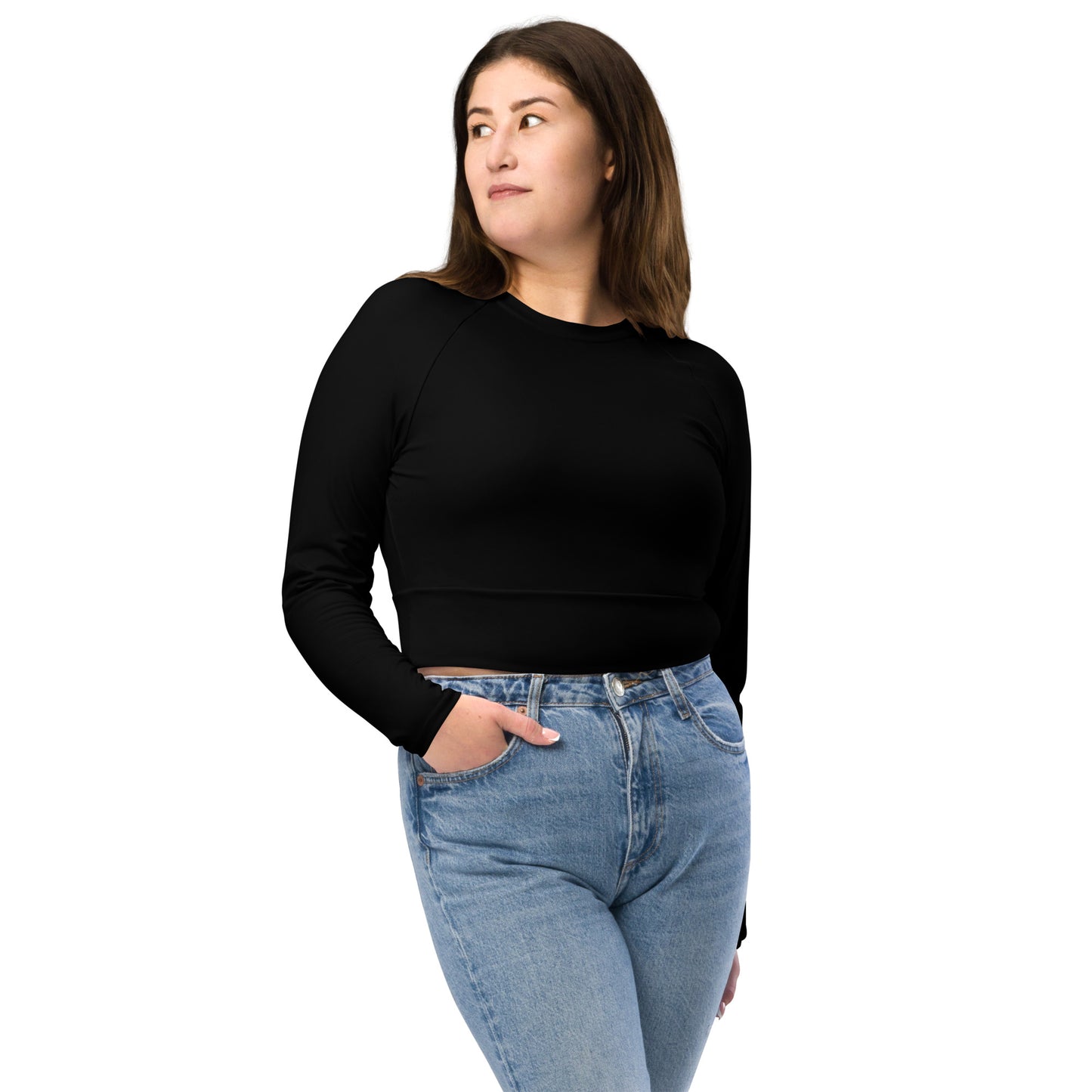 Shadows long-sleeve crop top Black