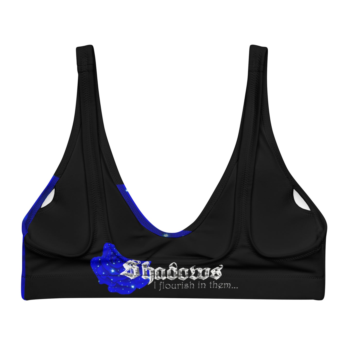 Midnight Blue Rose padded bikini top