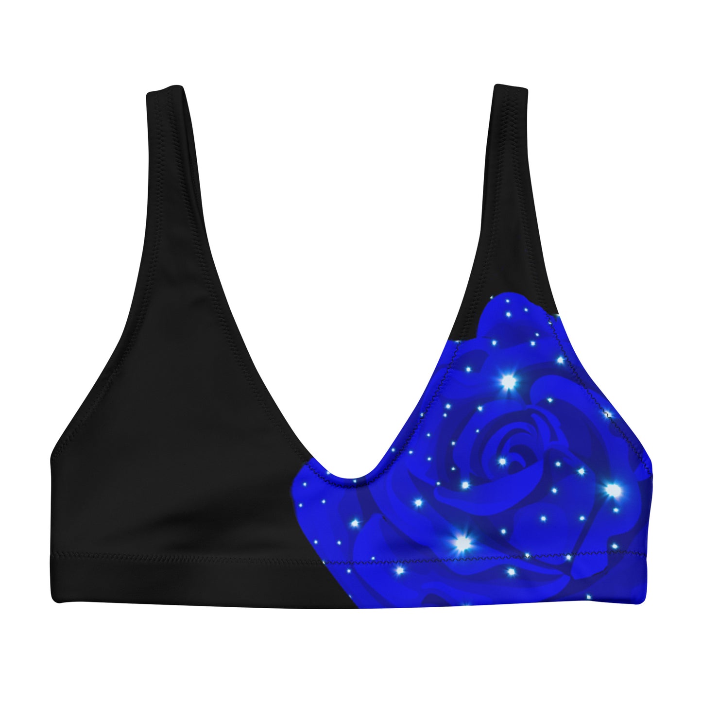 Midnight Blue Rose padded bikini top