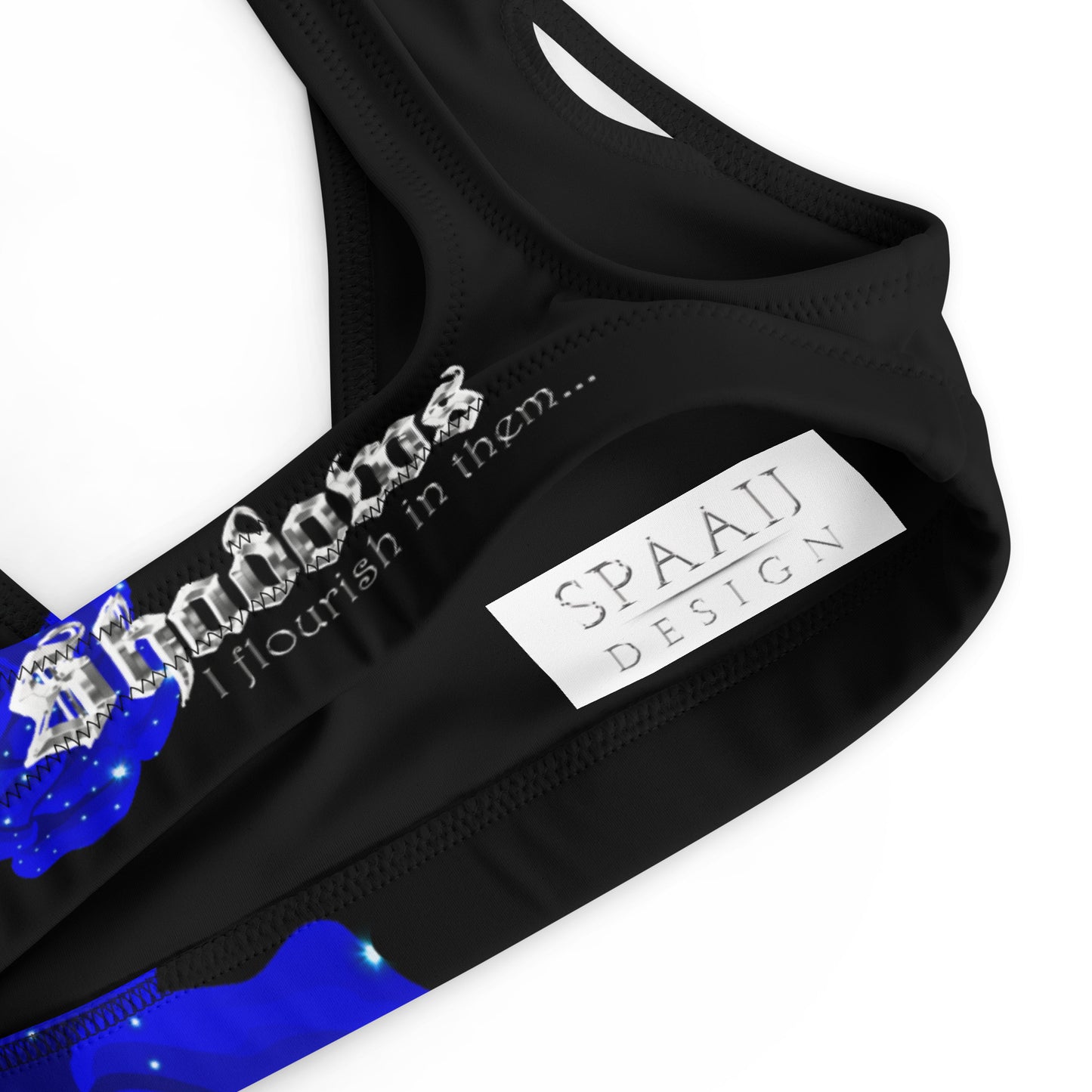 Midnight Blue Rose padded bikini top